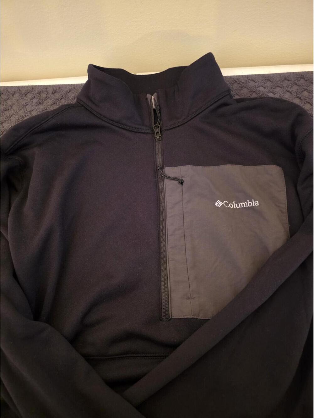 Columbia Men’s XXL 1/4 Zip Fleece Pullover Dark Navy Gray Pocket Outdoor Jacket - Picture 10 of 11